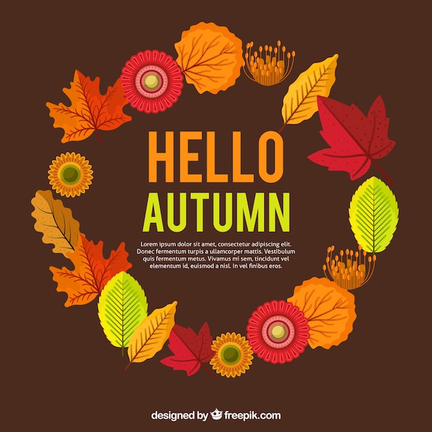 Free Vector wreath background made of dry leaves in flat design