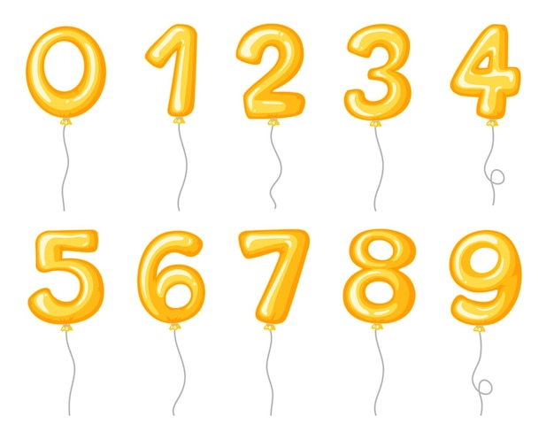 Free Vector yellow balloons shaped of numbers