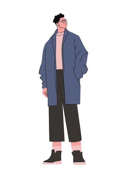 Free Vector young man standing modeling character