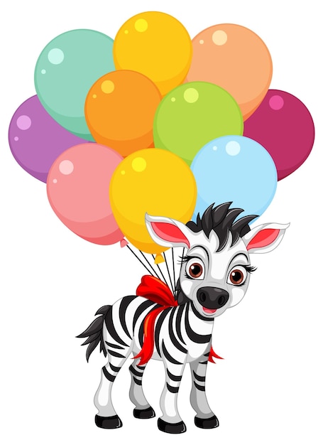 Free Vector zebra with colorful balloons