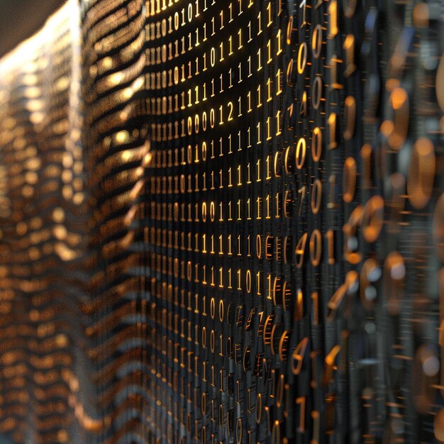 Photo 01 or binary code number pattern texture on the computer