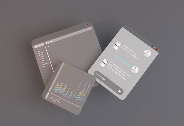 Photo 3d computer ai robot chatbot web uiux software programming algorithms 3d rendering illustration