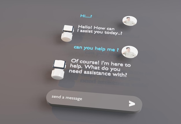 Photo 3d computer ai robot chatbot web uiux software programming algorithms 3d rendering illustration