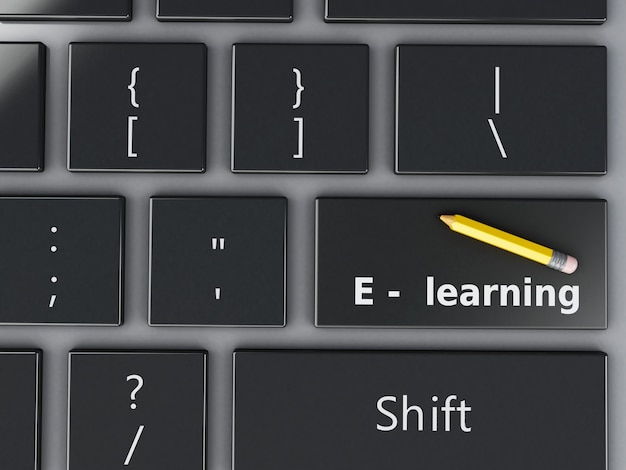 Photo 3d computer keyboard. education concept.