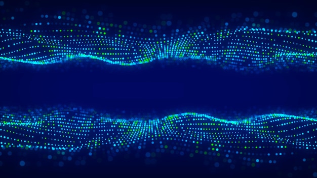 Photo 3d dynamic double digital wave smart technology wave flow digital structure cyber technology background 3d rendering