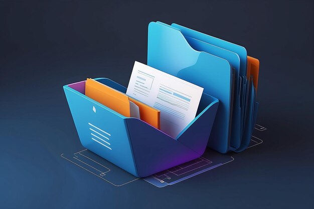 Photo 3d file transfer of document in folder file transfer encrypted form connection docs information migration concept access to remote file and folder