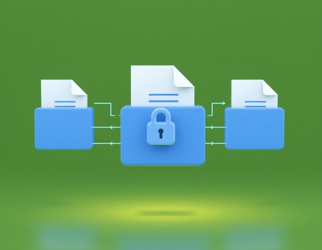 Photo 3d file transfer encrypted document migration and remote access concept