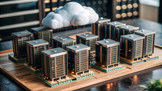 Photo 3d flat icon as cloud computing infrastructure with data centers and servers concept as vector illus