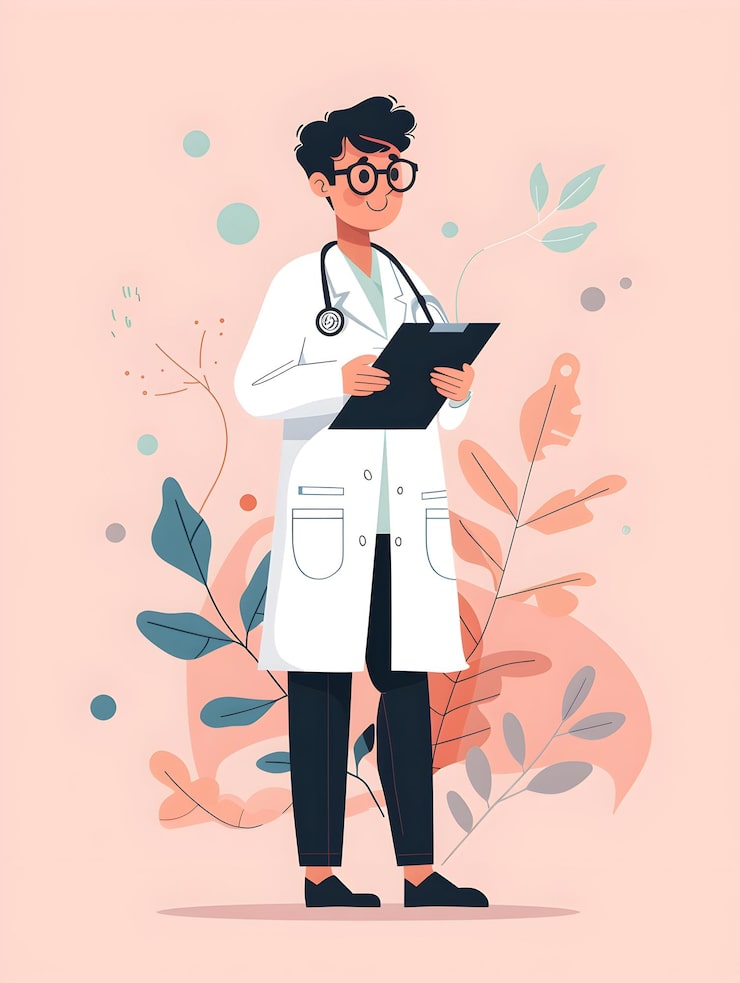 Photo 3d flat icon person with stethoscope and medical chart for health service concept on isolated white