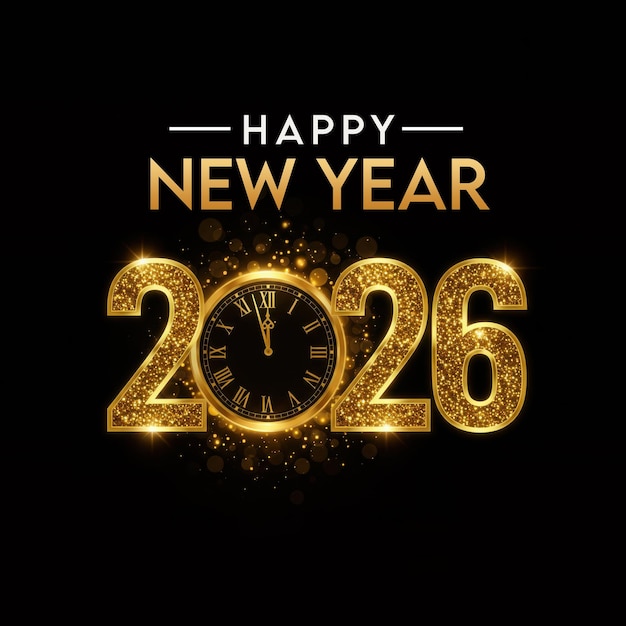Photo 3d happy new year 2026 colorful celebration neon design greeting social media post background