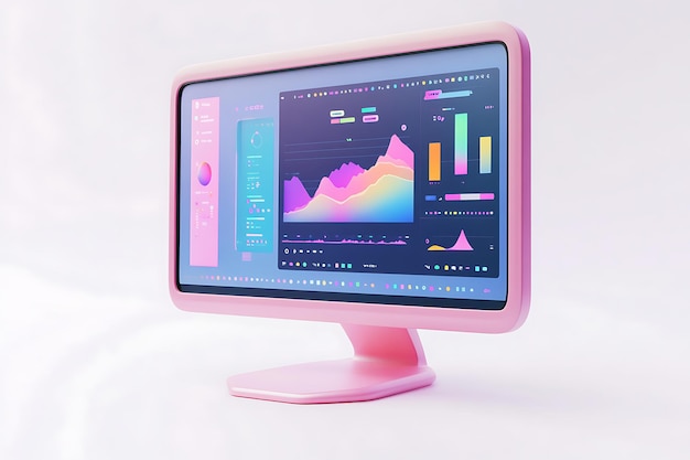 Photo 3d icon of desktop computer office stuff