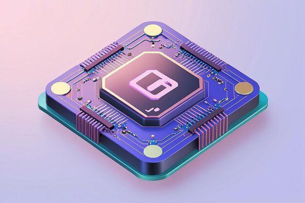 Photo 3d icon illustration microchip artificial intelligence
