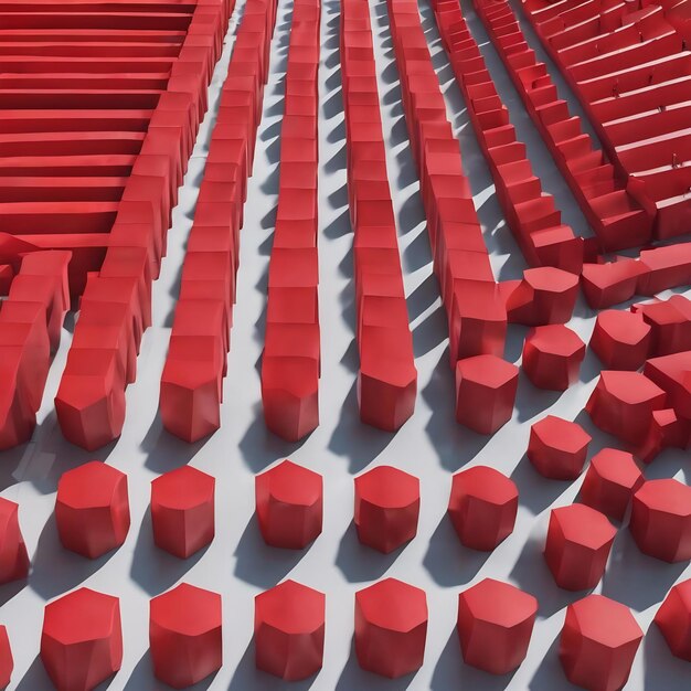 Photo 3d illustration of rows red