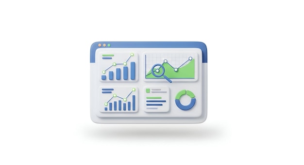 Photo 3d rendered business analytics dashboard with charts and graphs