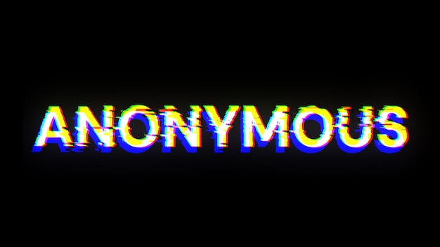 Photo 3d rendering anonymous text with screen effects of technological glitches