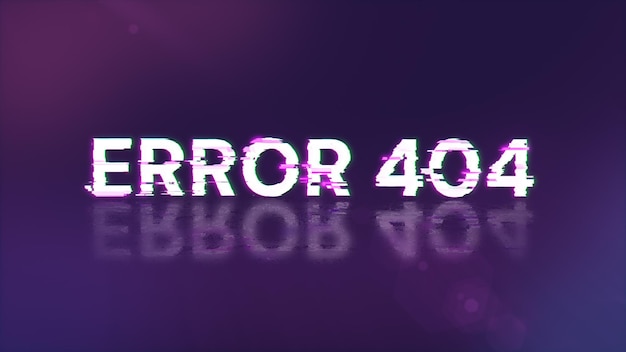 Photo 3d rendering error 404 text with screen effects of technological glitches