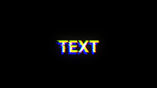 Photo 3d rendering text with screen effects of technological glitches