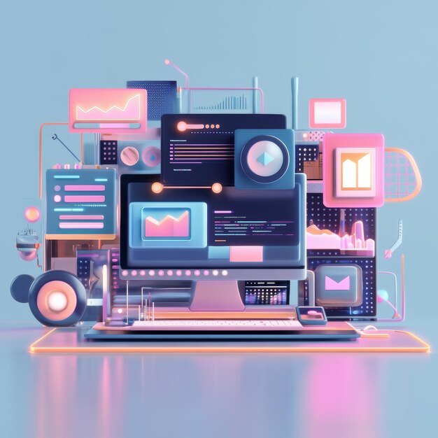 Photo 48 3d rendering of a websites frontend elements immersive web design advanced user interface development