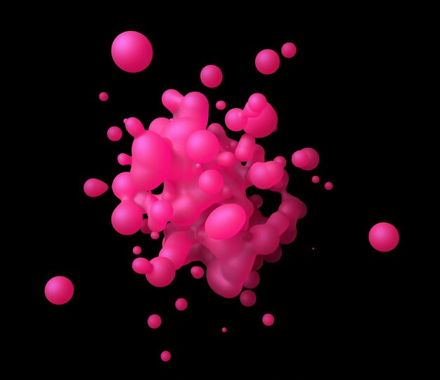 Photo abstract 3d rendering of flying liquid