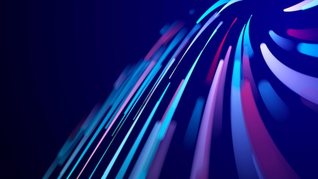 abstract background of moving lines information space strip big data visualization 3d rendering