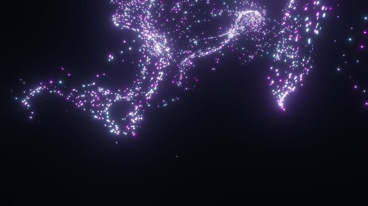 Abstract background with vortex particles Dynamic wave in space with dust Futuristic whirlwind with points after explosion 3D cloud data Wormhole with flow dots 3D rendering