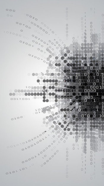 Photo abstract binary code on white clean background copyspace on the left