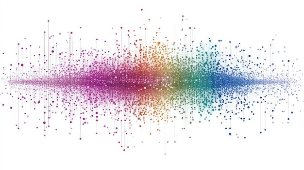 Photo abstract colorful data visualization with lines and points