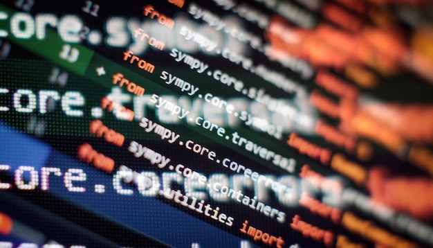 Photo abstract computer script code programming code screen of software developer software programming work time