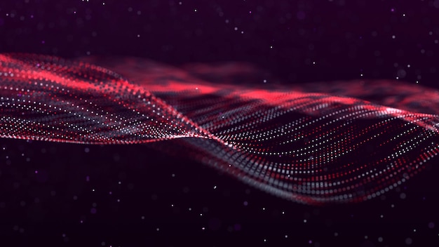 Photo abstract cyber technology background futuristic modern dynamic wave science backdrop with points array big data stream 3d rendering