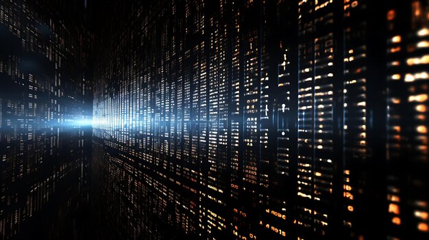 Photo abstract digital background with binary code and ai algorithms running