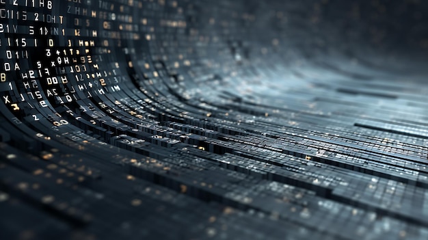 Photo abstract digital background with binary code and ai algorithms running