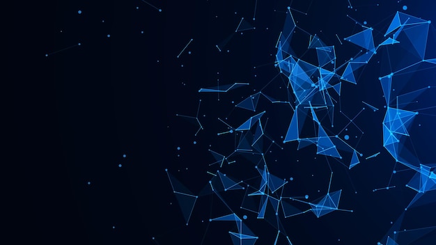 Photo abstract digital blue background plexus effect network connection structure science background 3d rendering