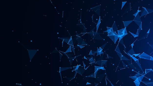 Photo abstract digital blue background plexus effect network connection structure science background 3d rendering