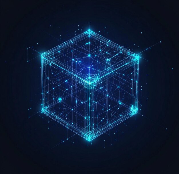 Photo abstract digital cube network
