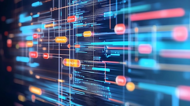 Photo abstract digital network with glowing lines and data