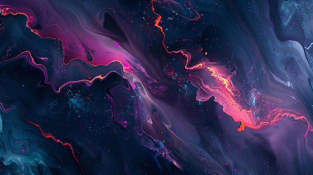 Photo an abstract digital painting in swirling shades of blue purple pink and orange