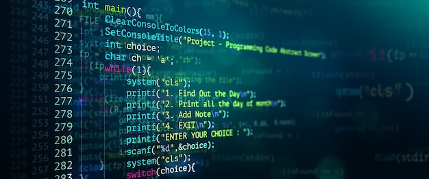 Photo abstract modern tech of programming code screen developer