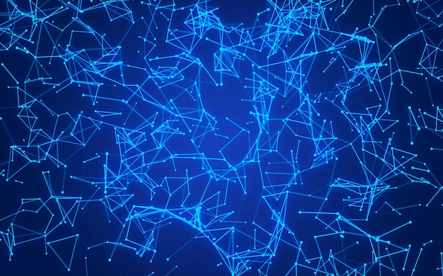 Photo abstract network of connected nodes data science and technology concept