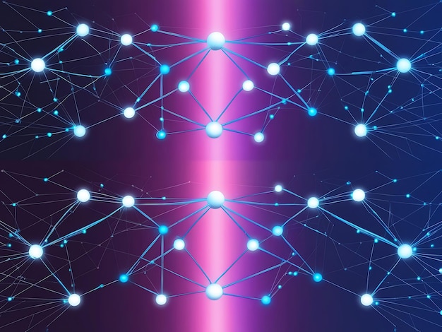 Photo abstract technology network with glowing nodes and lines
