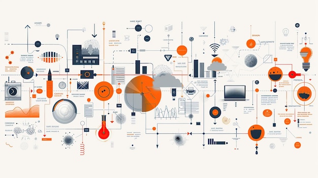 Photo abstract visualization of data technology and processes