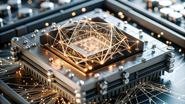 Photo advanced 3d ai quantum computing vector concept with digital connections and particle patterns on wh