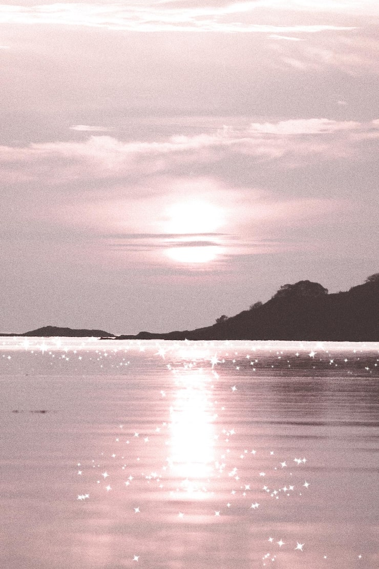 Photo aesthetic transparent background png sunset beach glitter design