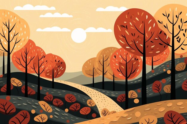 Photo autumn orchard background design autumn background landscape beautiful nature trees