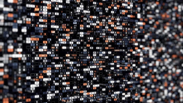 Photo background of many numbers animation coding of digital space with changing numbers vertically matrix