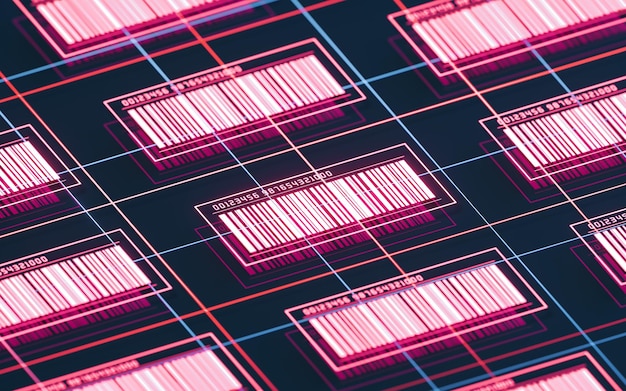 Photo bar code with black background 3d rendering