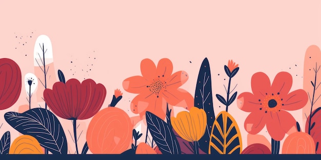Photo beautiful abstract colorful simple doodle cartoon floral design background beautiful generative ai aig32