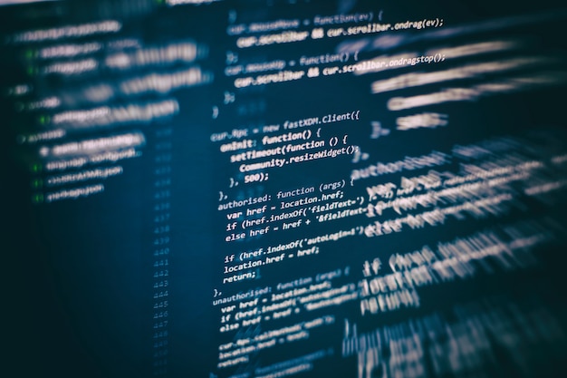 Photo big data storage and cloud computing representation. programming code .