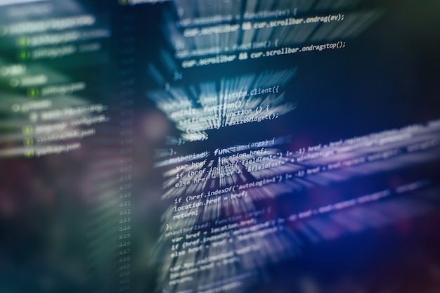 Photo big data storage and cloud computing representation. programming code .