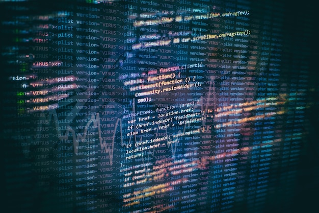 Photo big data storage and cloud computing representation. programming code .