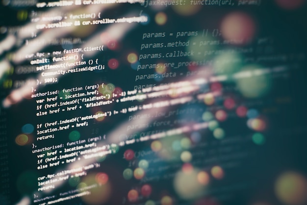 Photo big data storage and cloud computing representation. programming code .